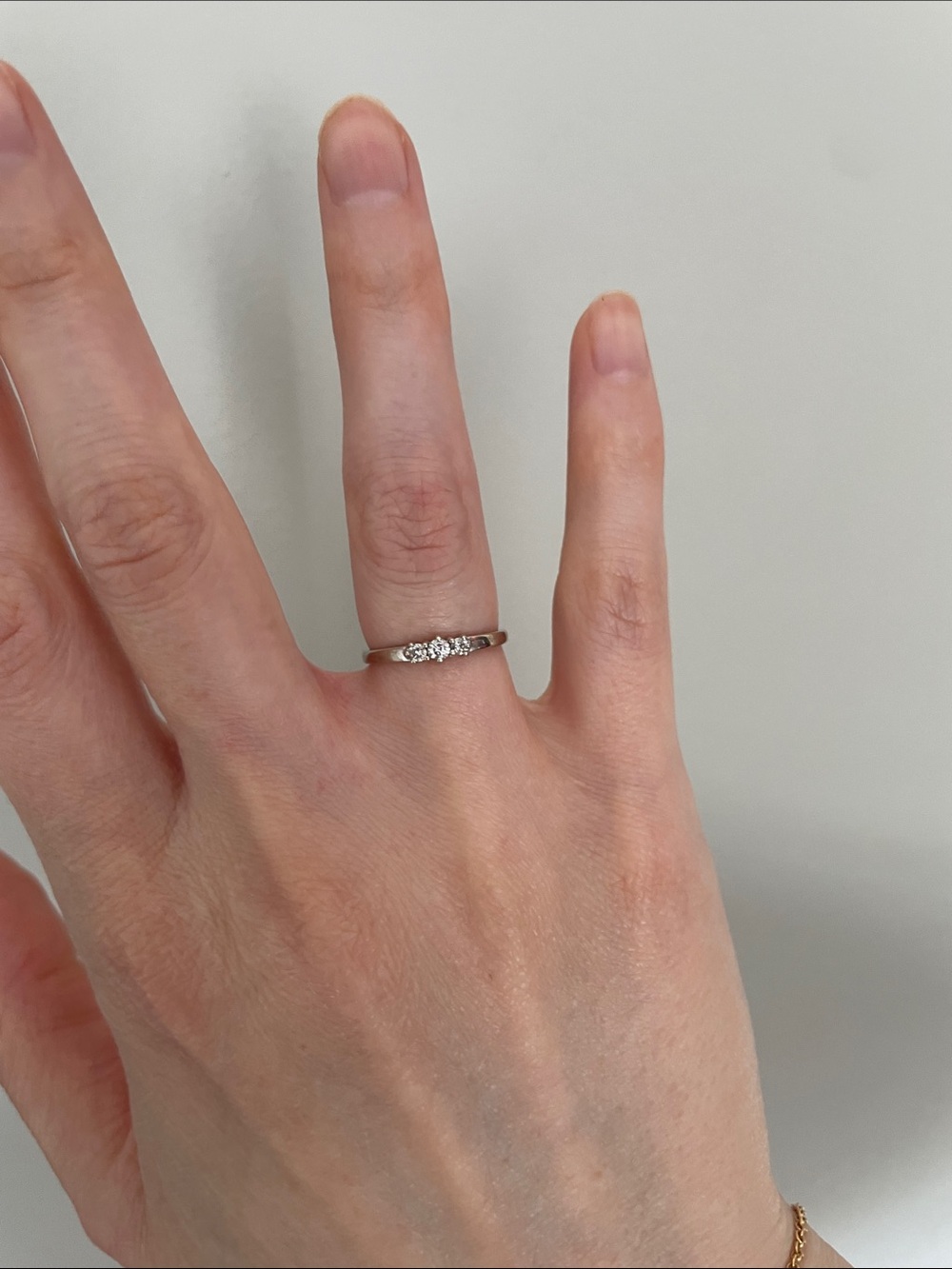 Silver Three-Stone Diamond Ring